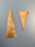 TOP NOTCH Serrated Hamilton Triangle Points, Found in North Carolina, Paper Thin, Longest is 1 5/8