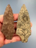 Nice Pair of Argillite Koens Crispin Points, Found in Warren + Cumberland Co., NJ, Longest is 3 1/4