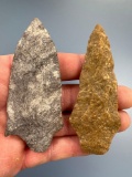 Pair of Archaic Stem Points, Found in PA + NJ, Longest is 3 1/4