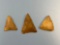 3 Nice Jasper Triangle Points, Found in Southeast Pennsylvania, Longest is 1 1/4