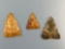 Lot of 3 Cobble Jasper Triangle Points Found in Southeast Pennsylvania, Longest is 1 1/8