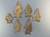 Lot of 6 Rhyolite Broadpoints, Lower Susquehanna River, PA, Pictured on Front of Conestoga Auction C