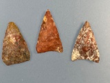 x3 Cobble Jasper Triangles, Colorful, Found in Southeast Pennsylvania, Longest is 1 1/4