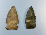 Pair of Green Normanskills Chert Arrowheads, Found in NJ, Longest is 1 7/8