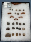 NICE LOT- Iroquoian Gun Flints and Musket Ball Types, Native, French, English,Ex: Dave Summers, Char