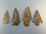 Lot of 4 Arrowheads, Found in Limestone Co., Alabama, Longest is 2 1/8