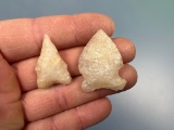 Pair of Rare Paleo Hardaway/Dalton Points, Basal Grinding Noted, Found on the Todd Farm in Joppa, Ma
