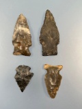 Lot of x4 Various Points, Colorful, Found in Ohio, Longest is 2 1/4