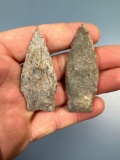 Pair of Nice Rhyolite Piedmont Points, Thin, Longest is 2 1/2