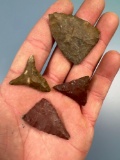 x4 Fine Jasper Triangles, Levanna Points, Found in PA, Longest is 1 3/4