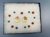 x12 Beads, Padgres, Orange and Drilled Teeth, From a collection of beads, Typical styles of the Paci