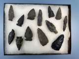 Lot of 13 Arrowheads and Blades, Found in New York, Longest Measures 1 7/16