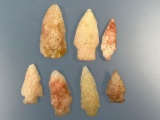 Lot of 7 Colorful Rose Quartz Points, Longest is 2