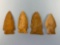 x4 Nice Jasper Sidenotch Points, Well-Made Examples, Found in Pennsylvania, Longest is 1 7/8