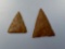 x2 THIN Jasper Triangle Levanna Points, Found in Pennsylvania, Longest is 1 9/16