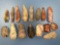 Lot of 16 Colorful Arrowheads, Indian Artifact, Blades/Knives, Found in Southeastern US, Longest is