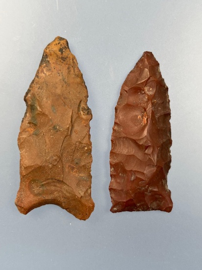 Pair of Chert River-Stained Points, Found in Alabama, Overall Nice Condition and Flaking, Longest is