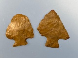 Pair of NICE Jasper Perkiomens, Anciently Reworked (tip/Shoulder), Found in Wapwallopen, PA, Longest