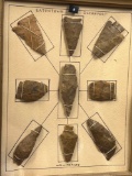 Frame x9 NICE JASPER Points, Kirk, Fishtail, Broads, Basal Notched, Ex: Pennypacker Collection (Gove