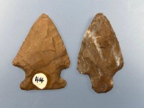 Pair of Fine Jasper Points, Susquehanna Broad + Stemmed Point, Found near Berwick, PA, Ex: Kurt Triv