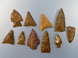 Lot of x10 Jasper Arrowheads, Found in Berks Co., PA, Longest is 1 3/4
