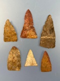 Lot of 6 Triangular Jasper Pieces, Points, Central PA, Ex: Mingle, Sutton Collections Longest is 2 1