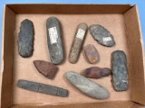 Lot of 10 Misc Artifacts (Several Geofacts in the Lot), Axe, Blades, Pendants, Celts, Found in PA, L