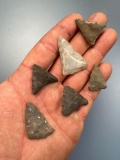 Lot of 6 Triangle Arrowhead Points, Found in Hazelton, PA, Longest is 1 1/2