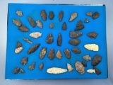 Nice Lot of 45 Arrowheads, Chert, Stemmed, Archaic-Woodland, Found Along Fishing Creek, Columbia Co.