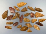 GREAT LOT 26 Jasper Points, Some Heat-Treated, Nice examples, Found in Berks Co., PA, Longest is 2 1