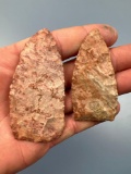 Pair of NICE Blades, Thin and Well-Made, Pink Chert, Southeastern US Region, Longest is 3