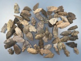 Lot of 70+ Various Arrowheads, Points, Rhyolite, Chert Etc, Found in Wapwallopen, PA, Longest is 2 3