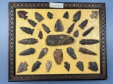SUPERB Frame of Arrowheads, Jasper Perkiomen, Rhyolite Perks, Broads, Nice Selection, Found in Miffl