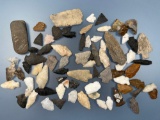 Lot of 75 Various Arrowheads, Points, Found in Pennsylvania, Various Types, Longest is 3 5/8