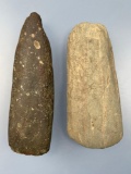 Faceted Adze and Polished Celt, Found in Luzerne Co., PA, Nice Pieces and Rare Form for Adze, Longes