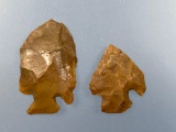 Pair of Jacks Reef Jasper Points, Found in Pennsylvania, x1 Made off Uniface Flake, Longest is 1 3/4