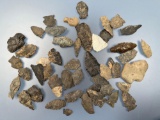 Large Lot of Various Arrowheads, Artifacts found by Pat Sutton along Fishing Creek, Columbia Co., PA