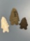 Lot of 3 Bifurcates, x1 Quartz and x2 Chert, Longest is 1 3/4