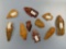 Lot of 10 Jasper Arrowheads, Longest is 2 3/8