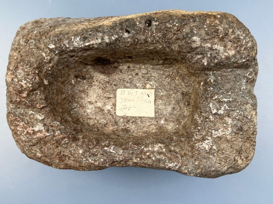 RARE 8" Soapstone Bowl, Found in Bellville, PA, From a Collection Donated to a Museum, Later Sold at