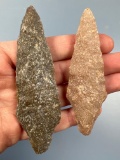 NICE Pair of Poplar Island Quartzite Points, Found in Berks Co., PA, Longest is 3 3/4