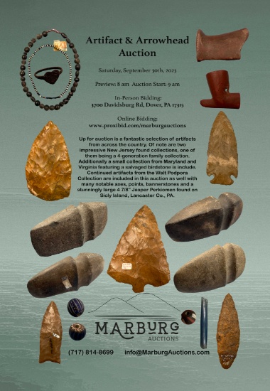 Indian Artifact Arrowhead Auction Marburg Auctions