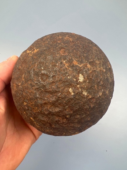 Solid Cannonball, 8 Pounder, Found in Mount Holly, New Jersey, Ex: CJ Collection of New Jersey