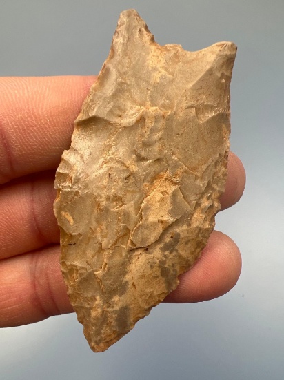 HIGHLIGHT 2 7/8" Fluted Paleo Point, Chert, Multiple Flutings, Ex: Barry George Collection