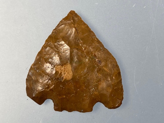 1 3/8" Basal Notch Jasper Point, Fine Condition, Found in Berks Co., PA Ex: Pat Sutton Collection