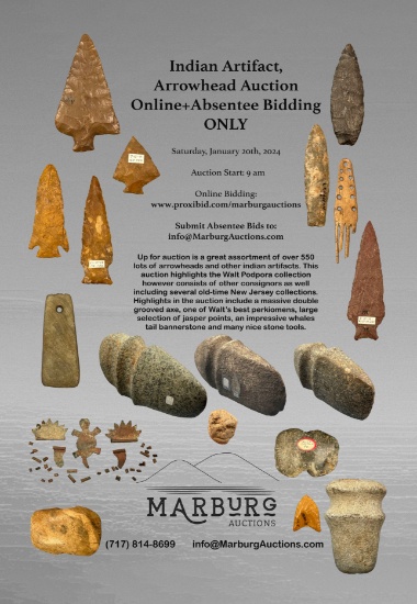 Indian Artifact, Arrowheads: Marburg Auctions