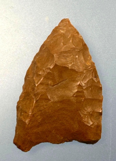 RARE Fluted Jasper Clovis Paleo Point, 1 1/4", Found in Pennsylvania Ex: Walt Podpora Collection