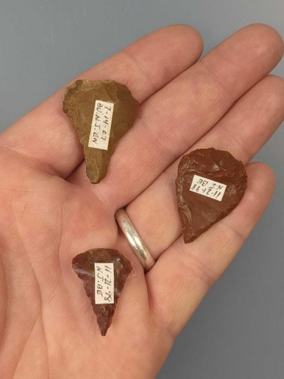 Lot of 3 Fine Ovates, Piscataway Related, Found in Burlington Co., NJ, Ex: Walt Podpora Collection