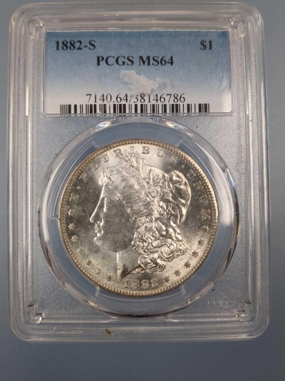 MS 64, 1882-S Morgan Silver Dollar Coin