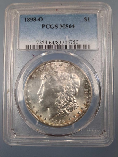MS 64, 1898-O Morgan Silver Dollar Coin